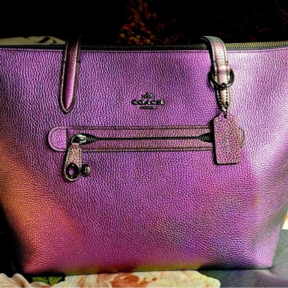RARE Coach Iridescent Purple Taylor Tote - Picture 11 of 11